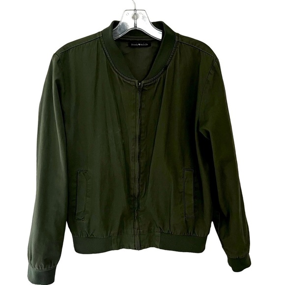 Brandy Melville Jacket Medium Full Zip Army Green - Picture 1 of 6